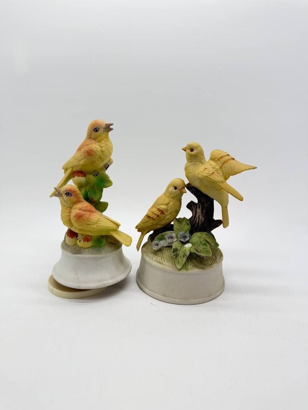 Melodies Yellow Bird Wind-Up Music Box Bird Figurines Taiwan 2 lb
